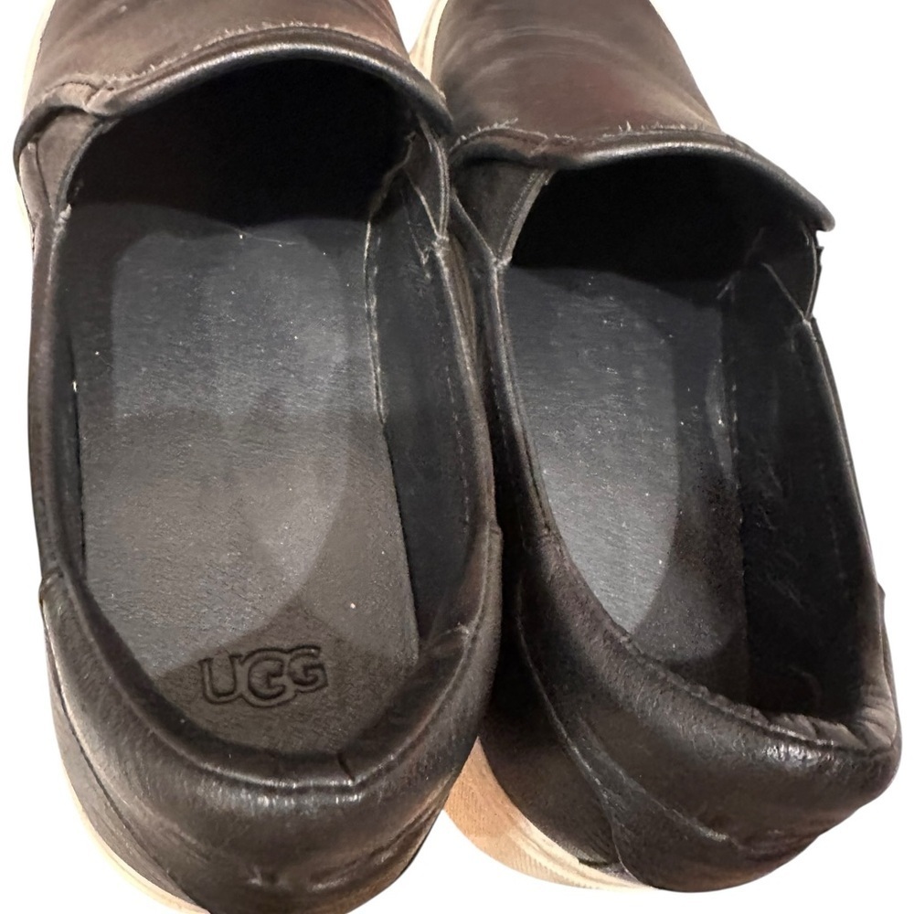 UGG Jass Black Leather Slip-on Sneakers Shoes Women’s Size 11 - Picture 4 of 6